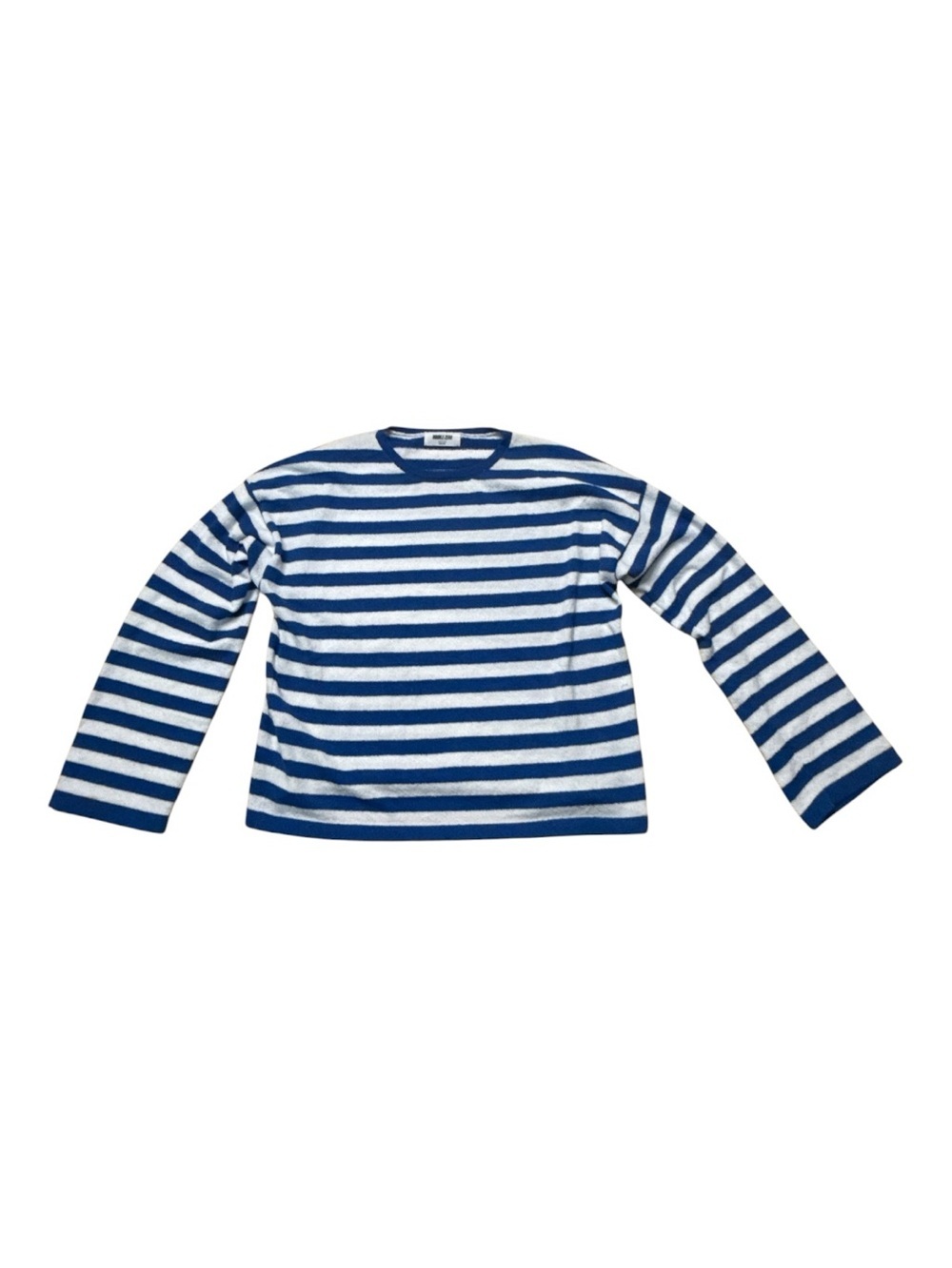 Double Zero Royal Blue & White Striped Long Sleeve Sweater Size Large Oversized - Picture 2 of 3